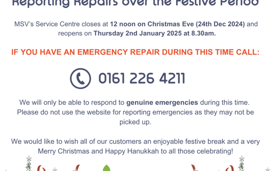 Reporting Repairs over the Festive Period